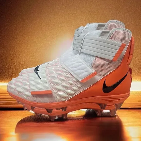 Nike Force Savage Elite Football Cleats Orange White Men’s Size 14
